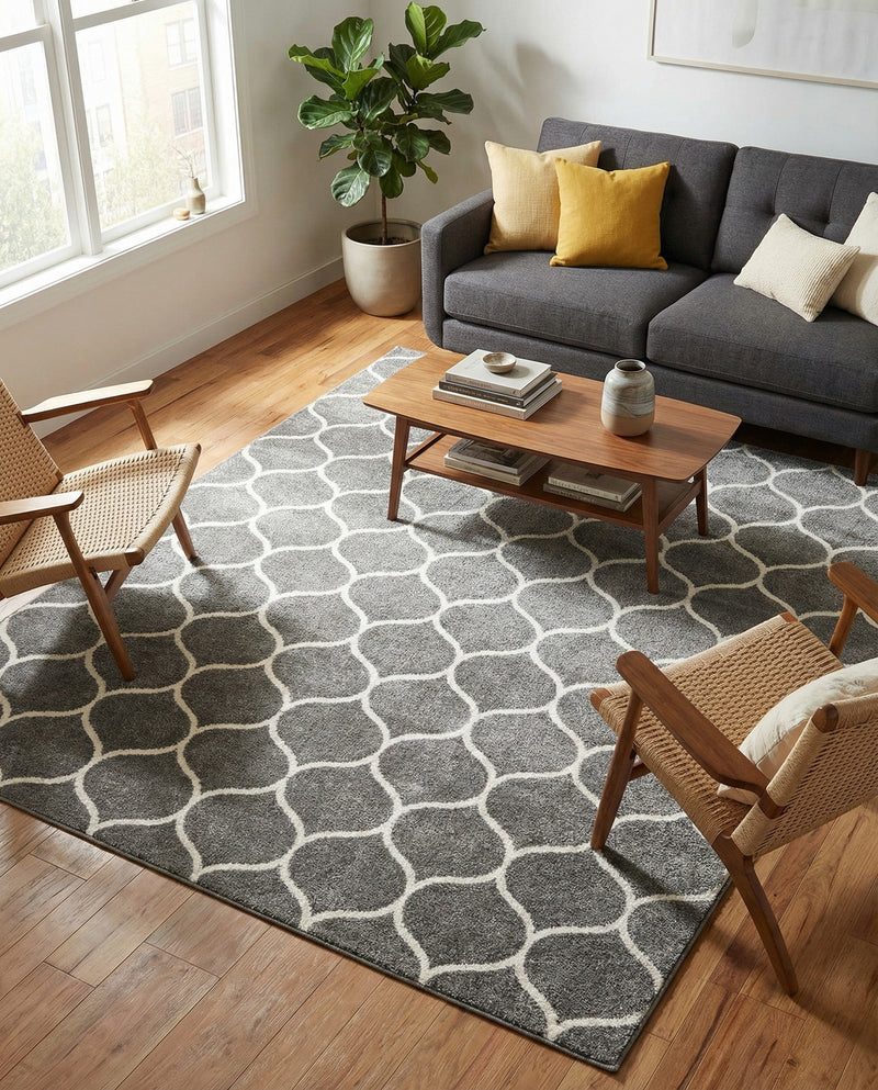 Trellis Mosaic Collection Area Rug -  Pergolatown (Dark Gray) Rectangle Dark Gray  lifestyle 18
