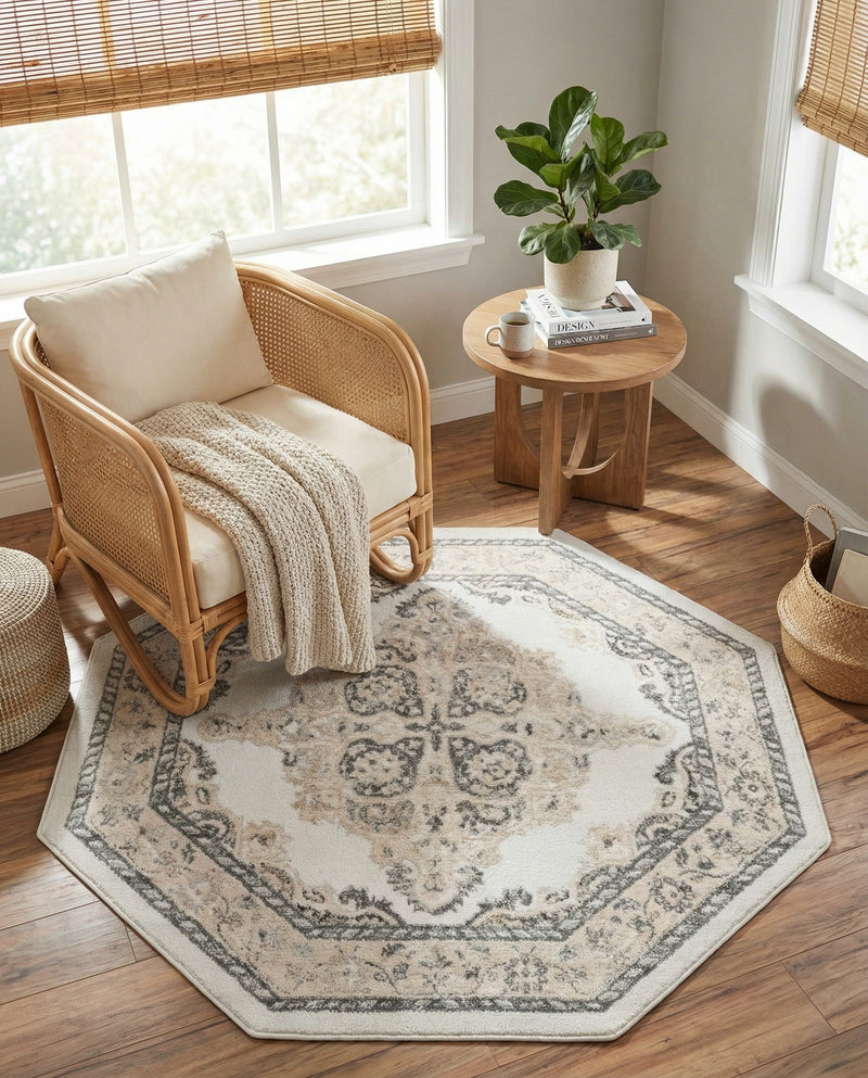 Beverly Grove Collection Area Rug -  Fairfax (Ivory) Octagon Ivory  lifestyle 20