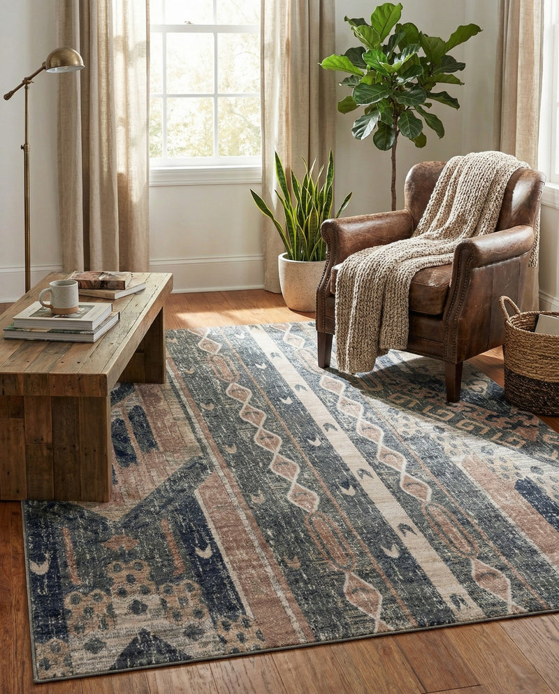 Cascade Range Collection Area Rug - Hood (Navy Blue) Rectangle Navy Blue  lifestyle 10