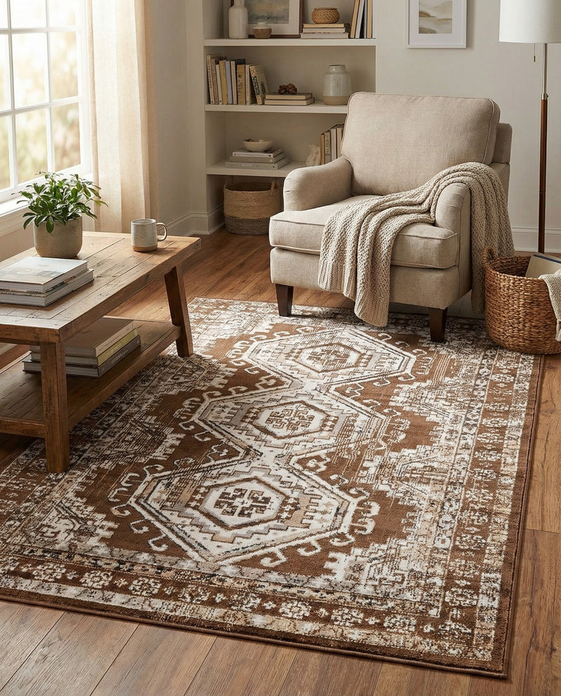 Savannah Elegance Collection Area Rug -  Tybee (Brown) Rectangle Brown  lifestyle 22