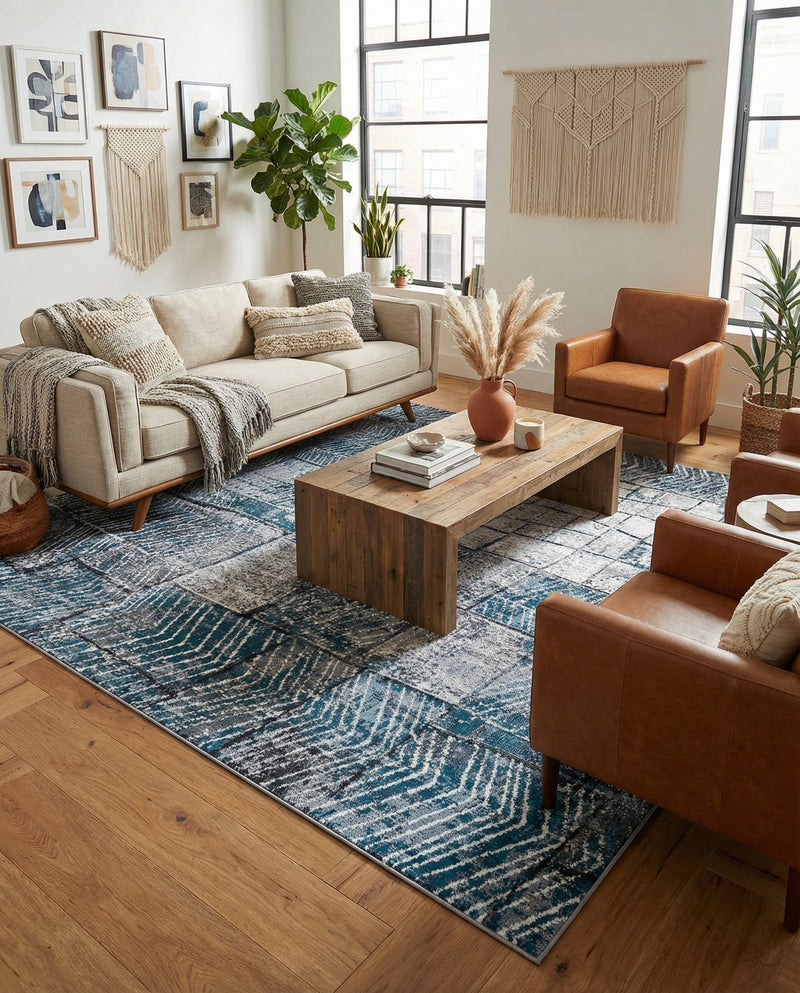 Seville Elegance Collection Area Rug - Cordoba Rectangle Gray Blue  lifestyle 12