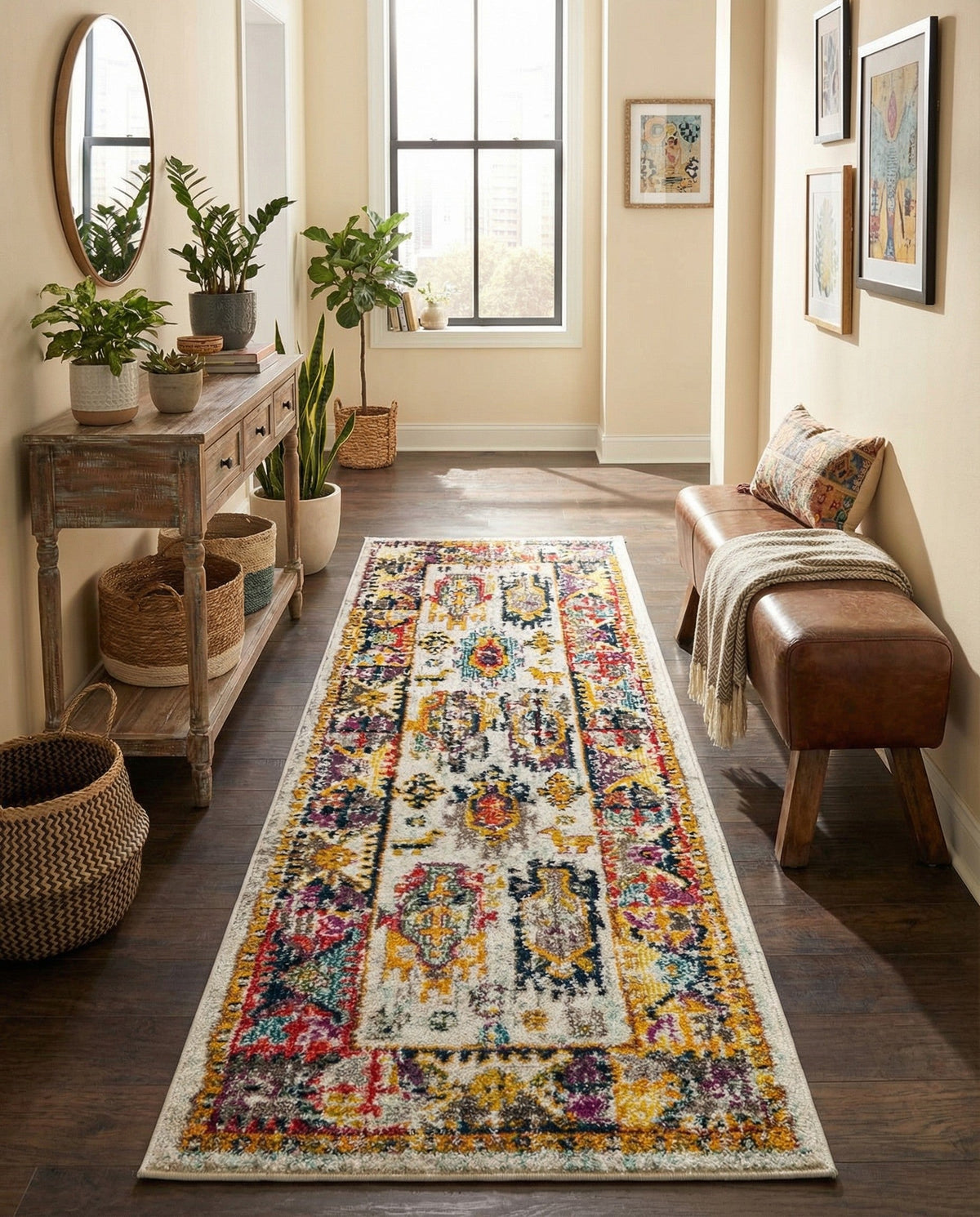 Brighton Terrace Collection Area Rug -  Portslade Runner Ivory  lifestyle 102