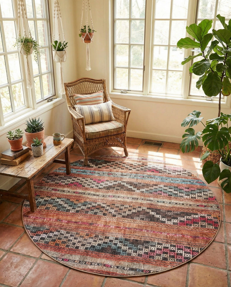 Heritage Elegance Collection Area Rug -  Monticello Round Multi  lifestyle 30