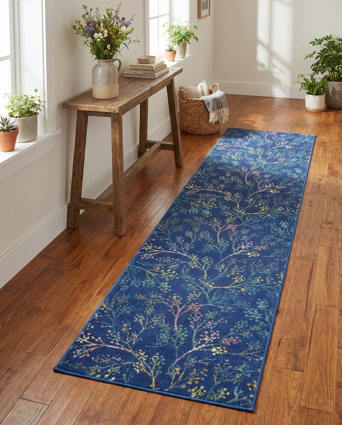 Meadow Breeze Collection Area Rug -  Sunbeam Runner Blue  lifestyle 126