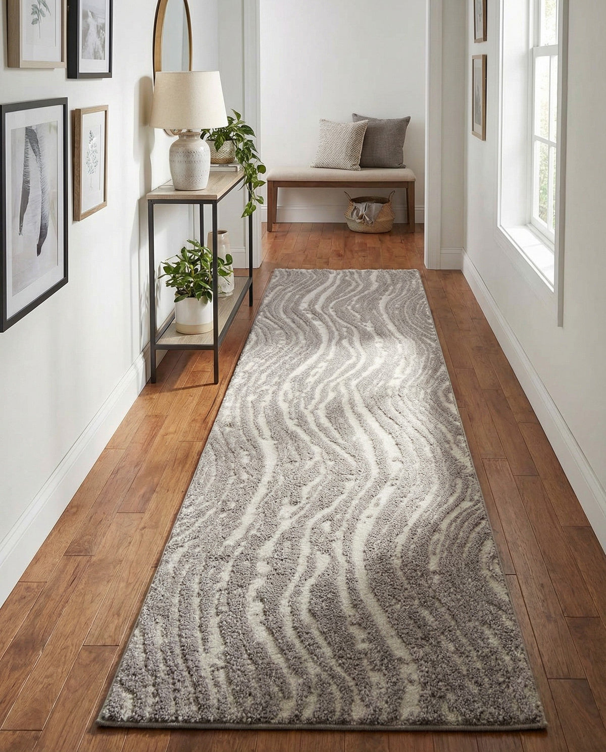 Sienna Collection Area Rug -  Garda Runner Cloud Gray  lifestyle 128