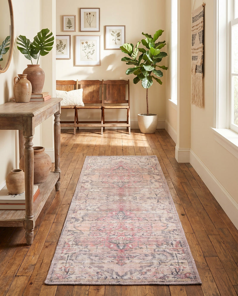 Vintage Memories Collection Area Rug - Echoes Runner Beige pink  lifestyle 66