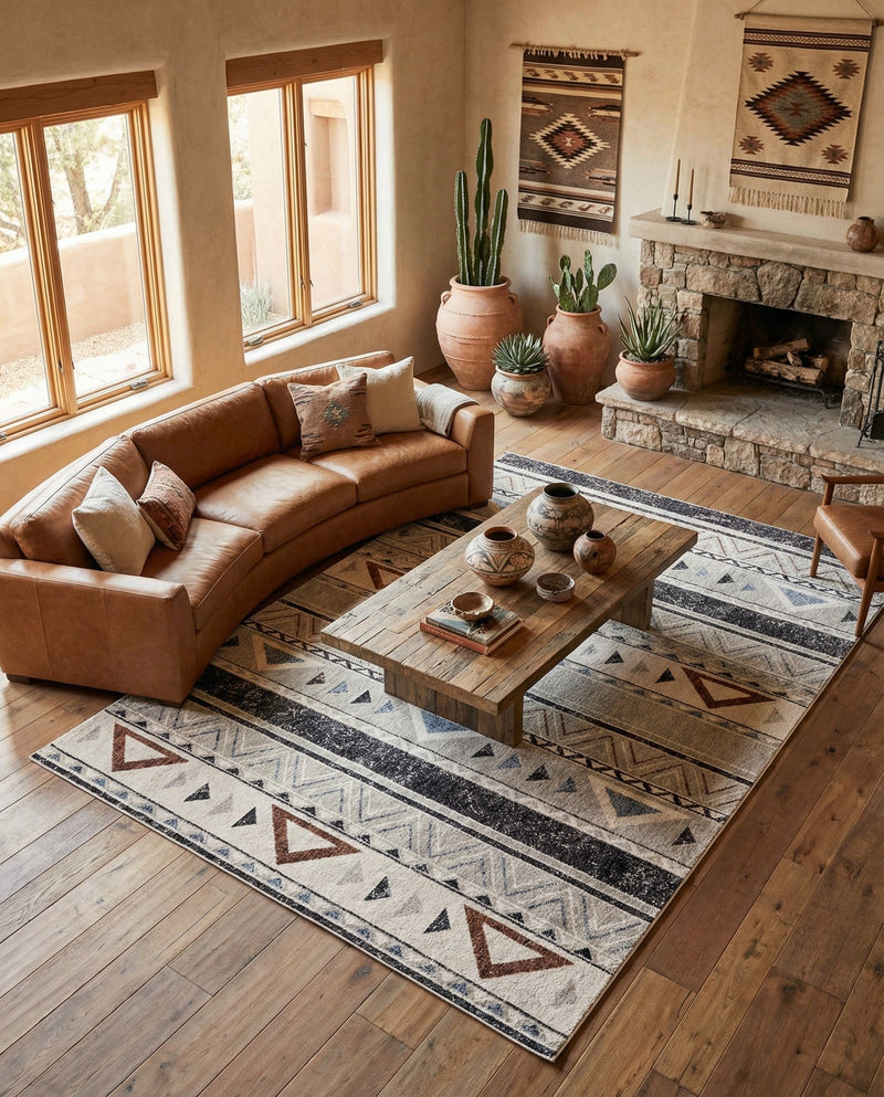 Desert Modern Eco Rug Series Collection Area Rug -  Arches Rectangle Gray  lifestyle 9