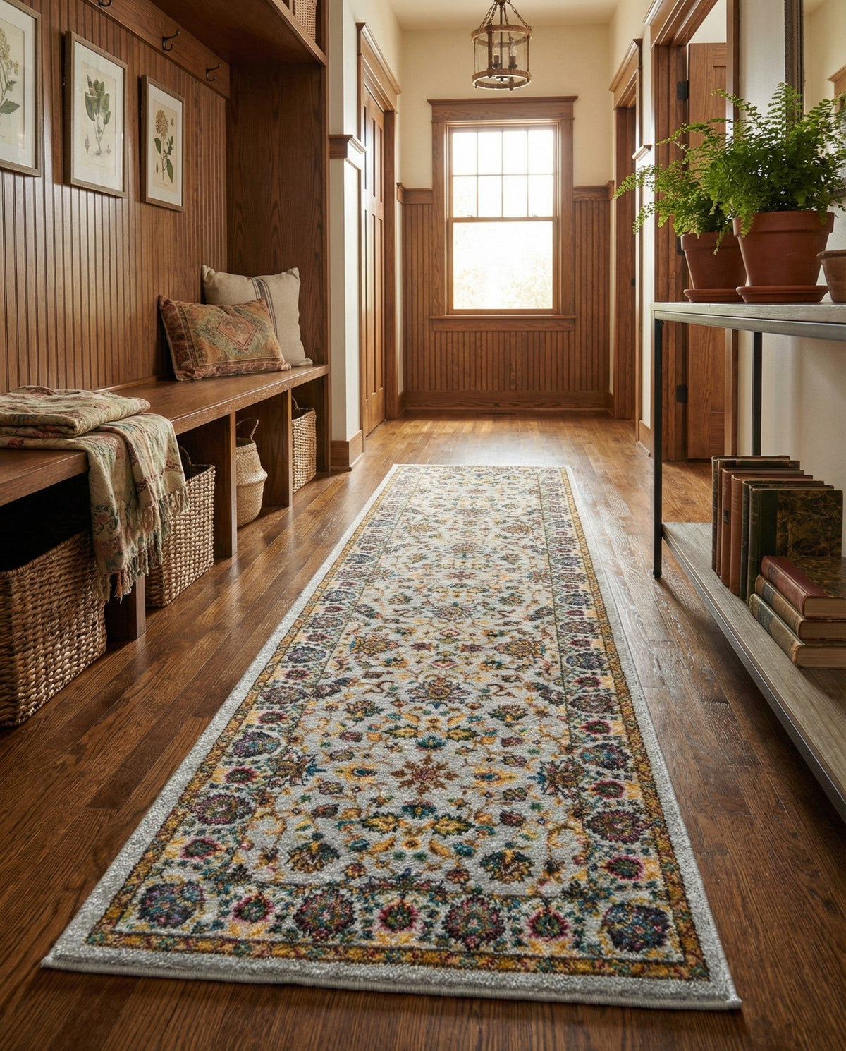Casablanca Tapestry Collection Area Rug -  Marrakech (Cloud Gray) Runner Cloud Gray  lifestyle 38