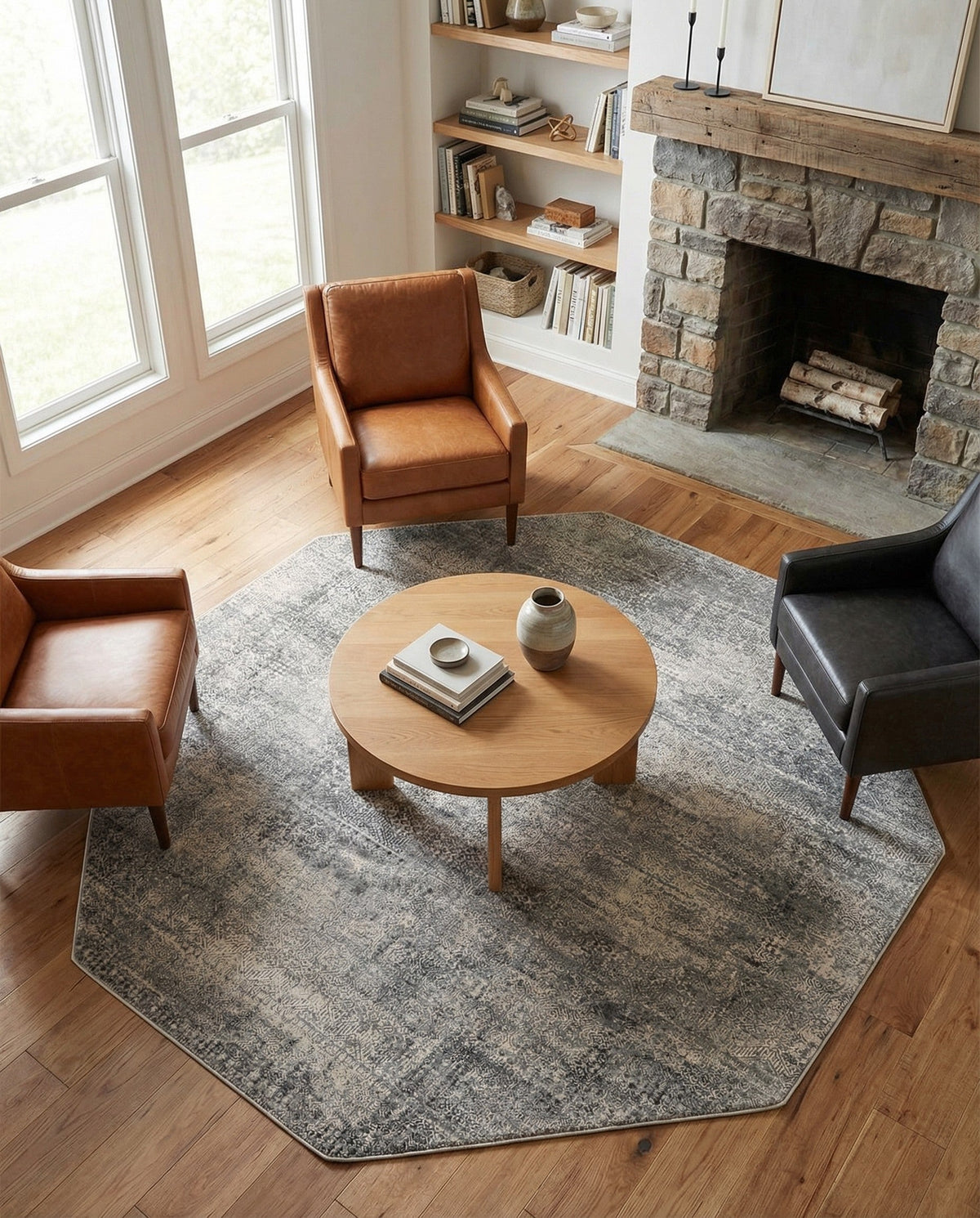 Bloomsbury Elegance Collection Area Rug -  Pimlico Octagon Gray  lifestyle 102
