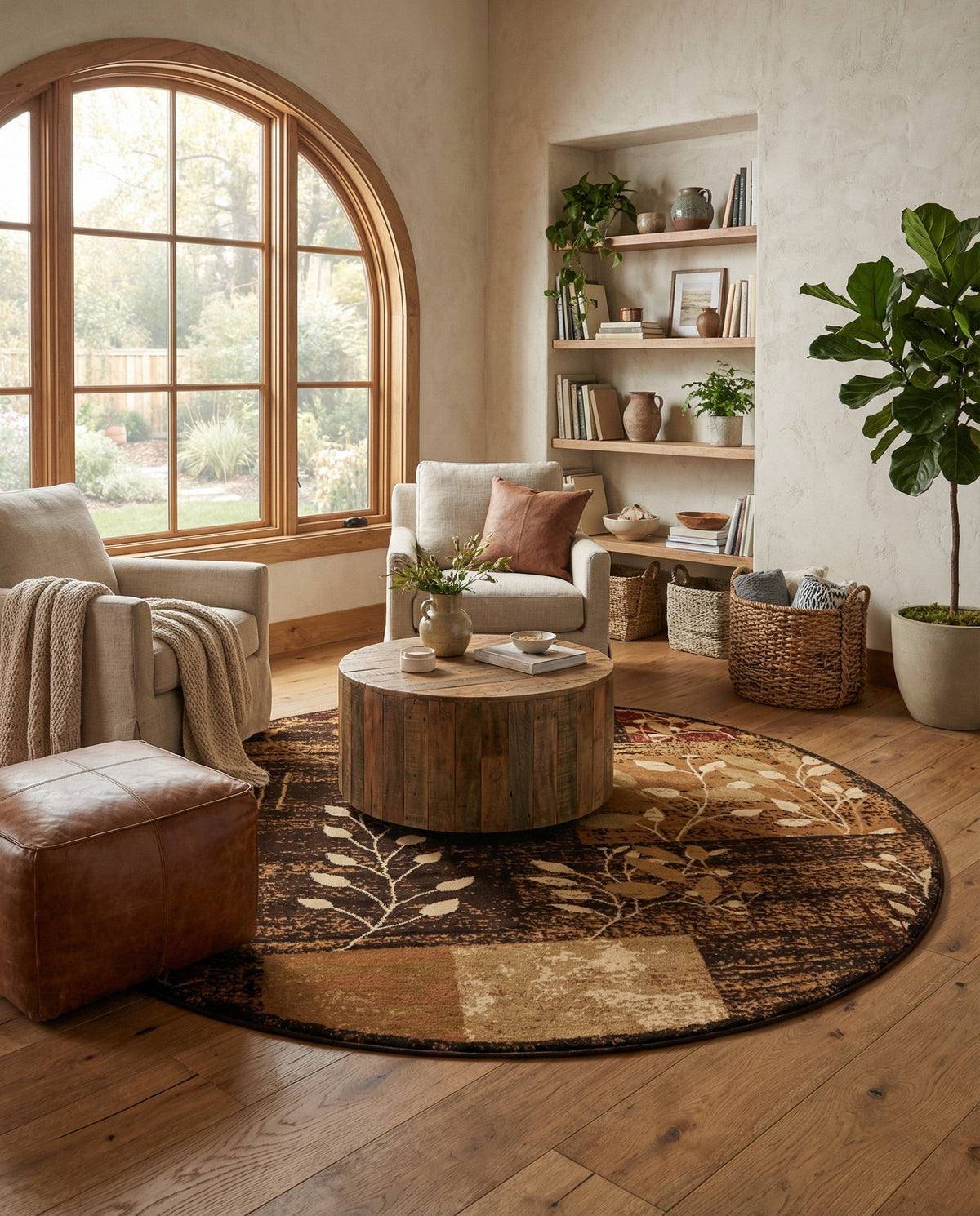 Bistro Lounge Collection Area Rug -  Affogato Round Brown  lifestyle 55