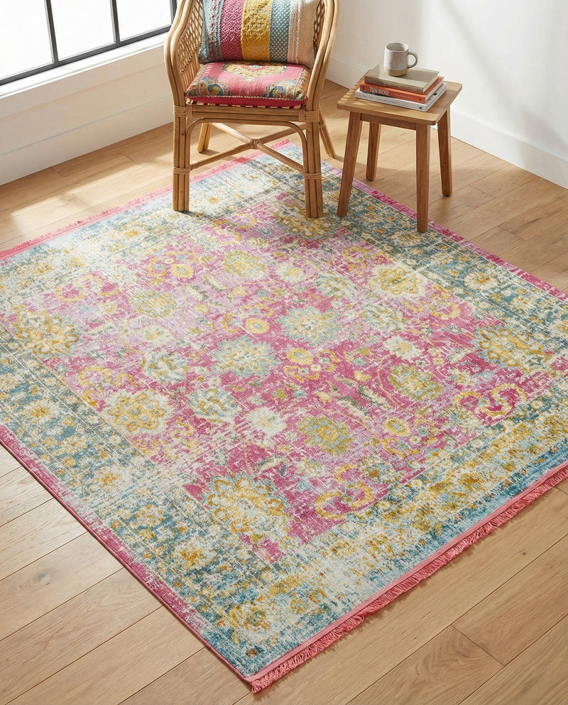 Arcadia Rugs Collection Area Rug -  Shangri-La Square Pink  lifestyle 71