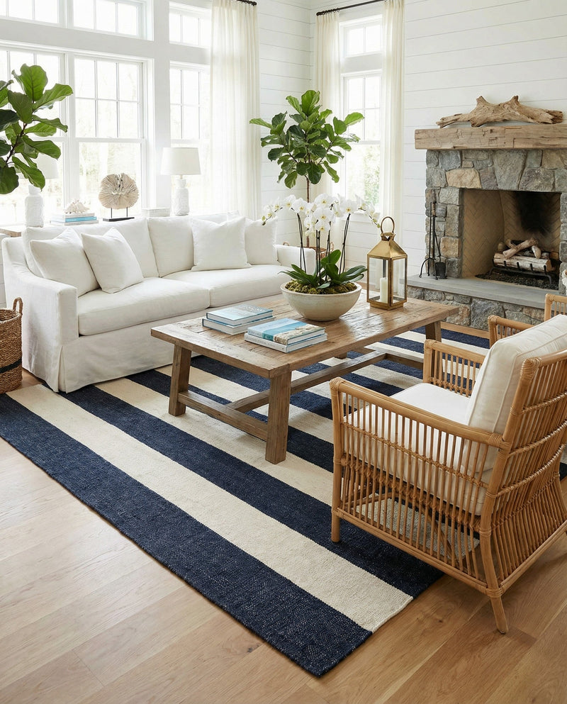 Martha's Vineyard Blueprints Collection Area Rug - Edgartown Rectangle Nautical Navy  lifestyle 55