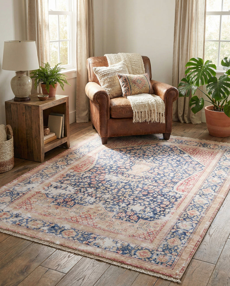 Bazaar Chic Collection Area Rug -  Rabat Rectangle Navy Blue  lifestyle 12