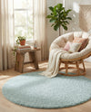 Cozy Comfort Shag Collection Area Rug - Haven (Sage Green) Round Sage Green  lifestyle 68