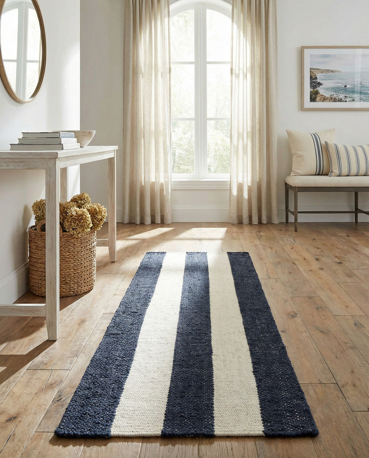 Martha's Vineyard Blueprints Collection Area Rug - Edgartown Runner Nautical Navy  lifestyle 178