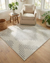 Seychelles Stripes Collection Area Rug - Mahe (Ivory and Gray) Square Ivory and Gray  lifestyle 27