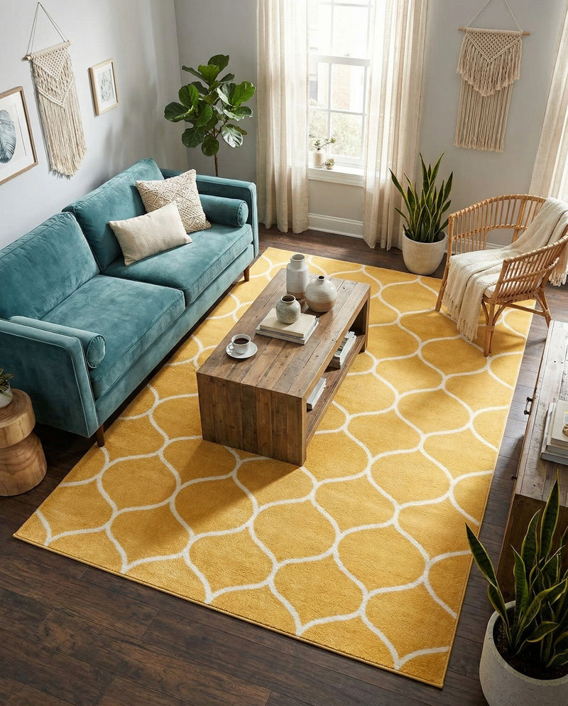 Trellis Mosaic Collection Area Rug -  Pergolatown (Yellow) Rectangle Yellow  lifestyle 19