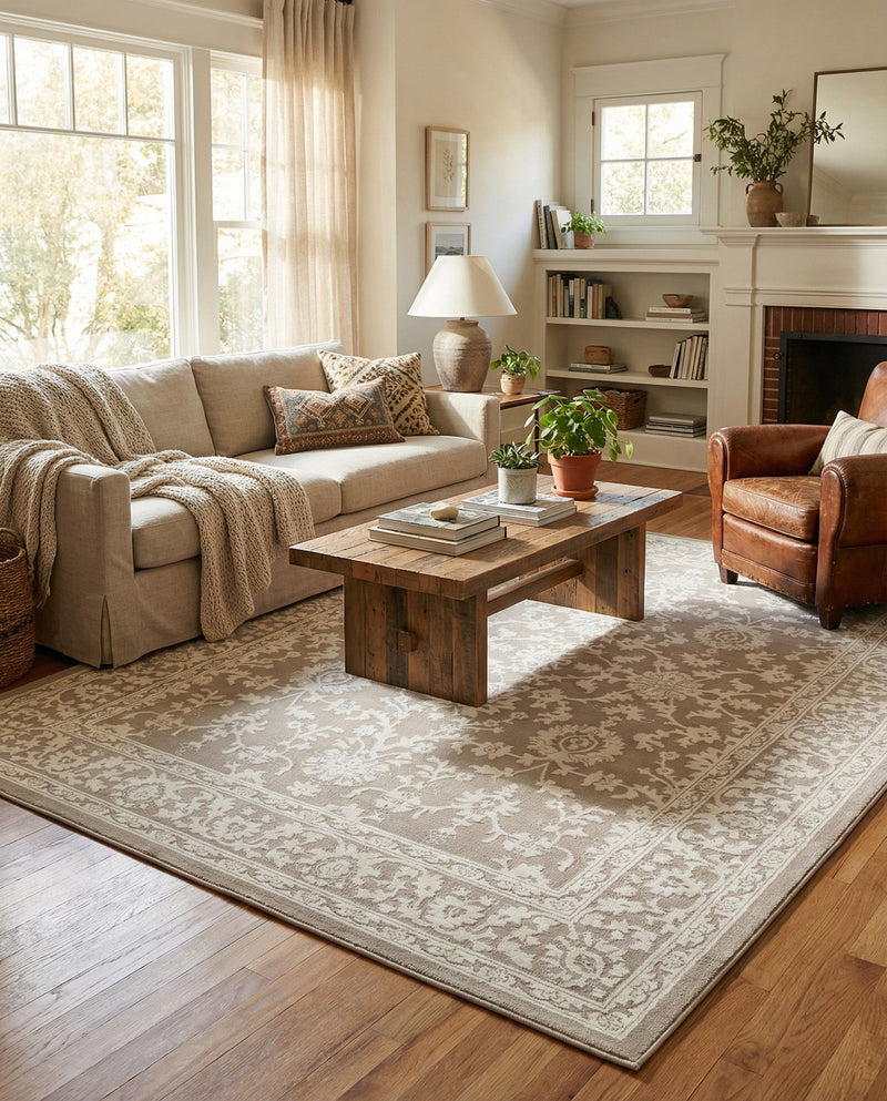 Savannah Elegance Collection Area Rug - Augusta (Light Gray) Rectangle Light Gray  lifestyle 3