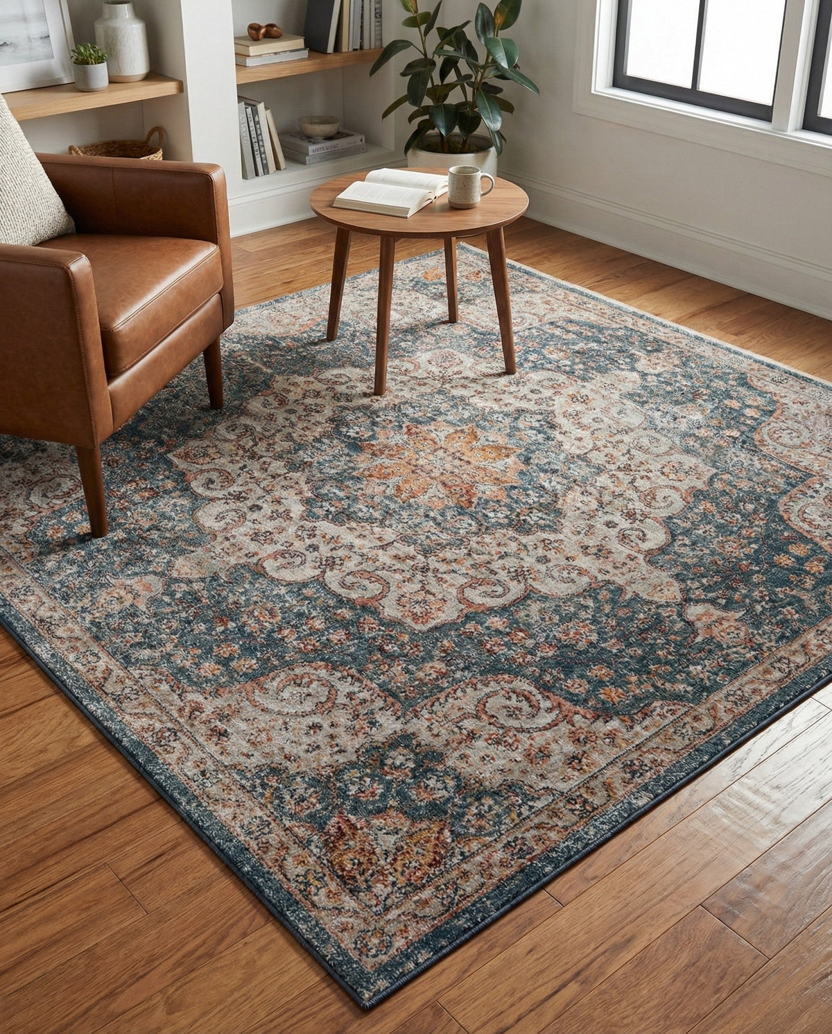 Coastal Haven Collection Area Rug - Seabreeze (Blue) Square Blue  lifestyle 99