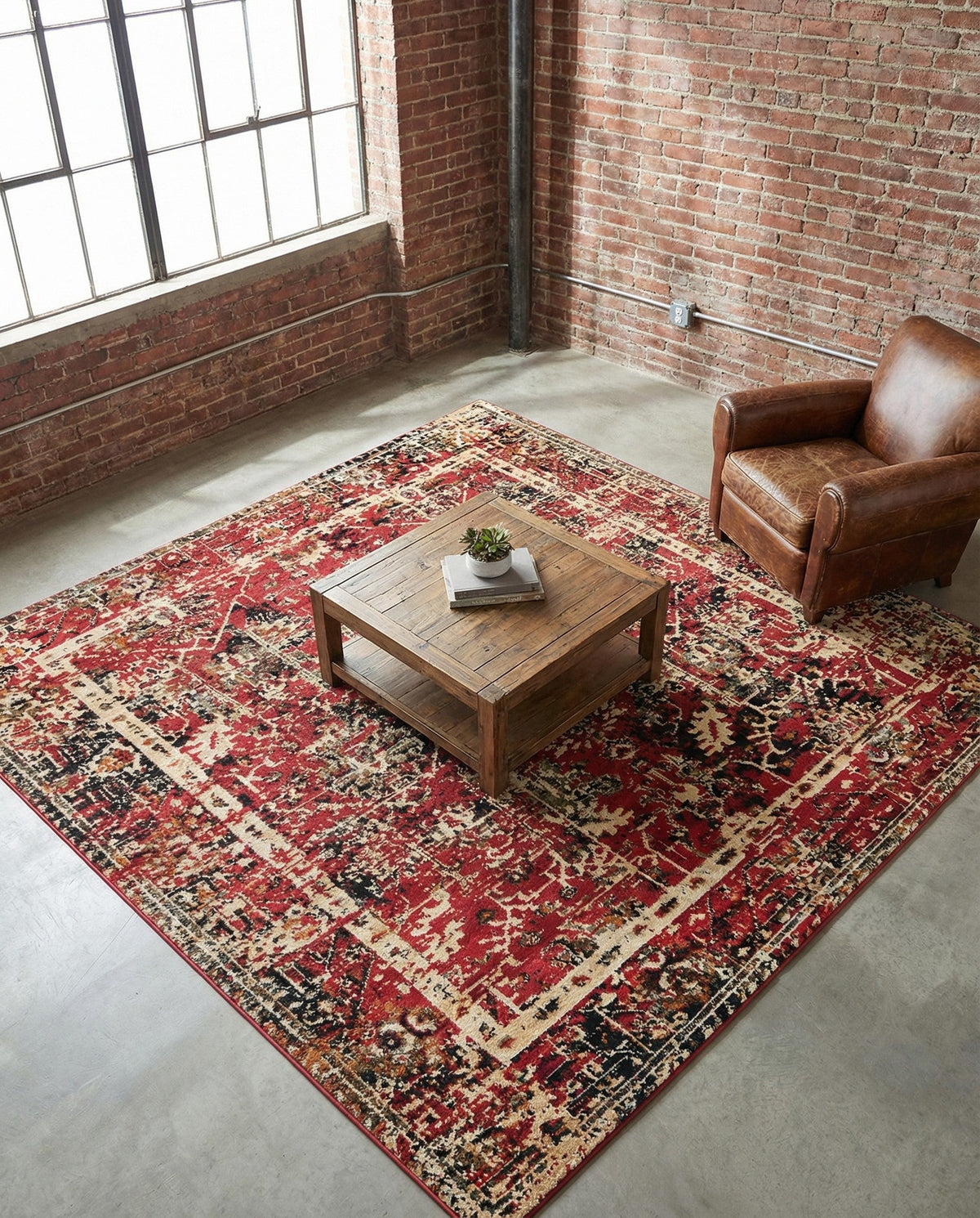 Neptune Elegance Collection Area Rug -  Galatea (Burgundy) Square Burgundy  lifestyle 62