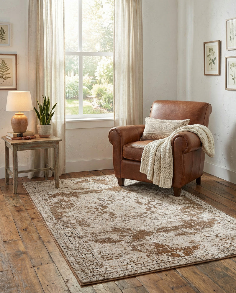 Coastal Manor Collection Area Rug -  Pelican Rectangle Khaki  lifestyle 27
