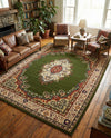 Tabriz Tapestry Collection Area Rug - Azerbaijan (Green) Rectangle Green  lifestyle 12