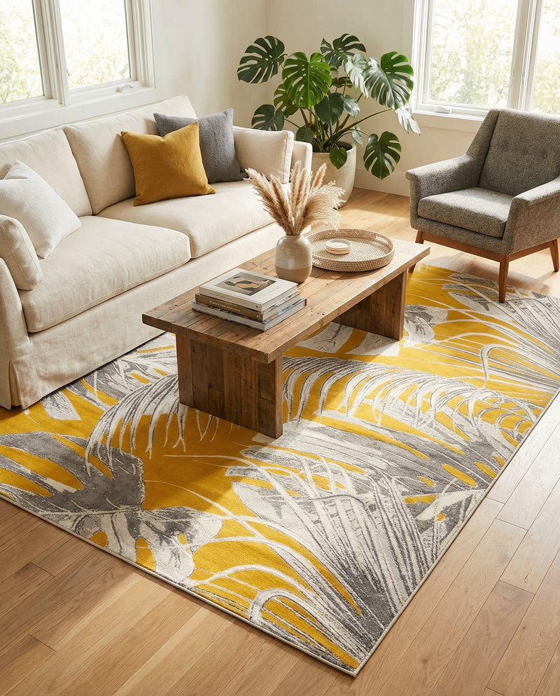 Meadow Breeze Collection Area Rug -  Clover Rectangle Yellow  lifestyle 23