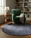 Berkshire Estate Collection Area Rug - Windsor (Blueberry) Round Blueberry  lifestyle 53