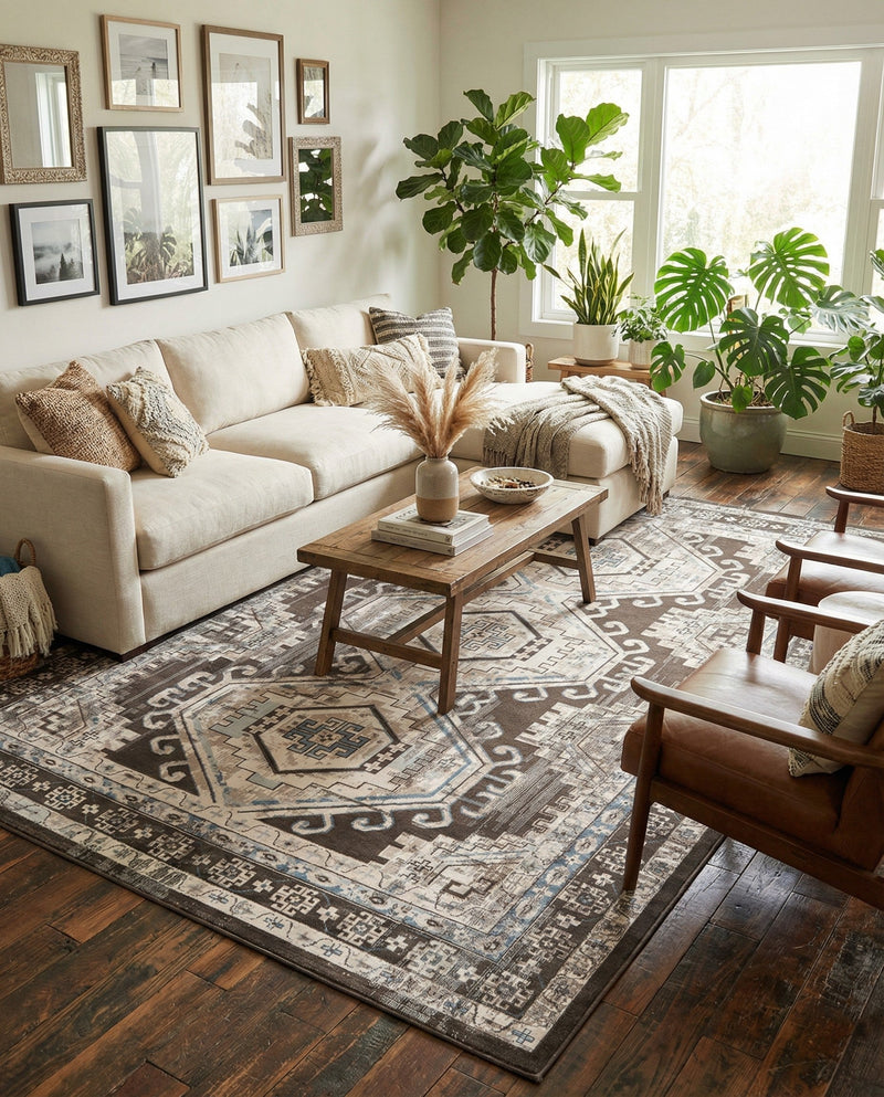Savannah Elegance Collection Area Rug -  Tybee (Gray) Rectangle Gray  lifestyle 20