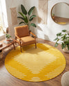 Seychelles Stripes Collection Area Rug - Mahe (Yellow) Round Yellow  lifestyle 16