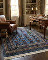 Samarkand Elegance Collection Area Rug -  Margilan (Blue) Rectangle Blue  lifestyle 5