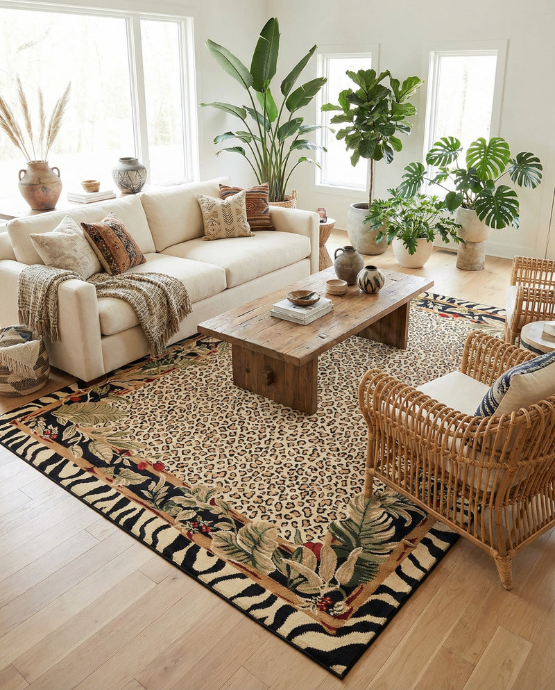 Savannah Sojourn Collection Area Rug -  Moremi Rectangle Cream  lifestyle 10