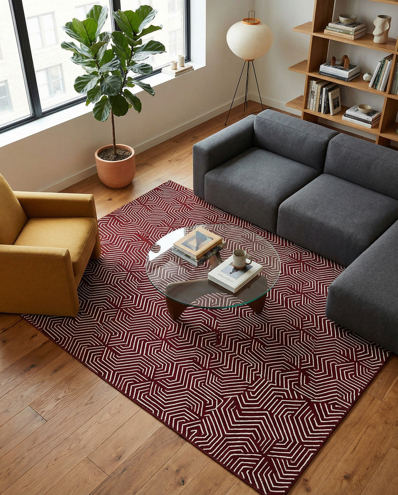 Aravalli Collection Area Rug - Udaipur Rectangle Burgundy Red  lifestyle 30