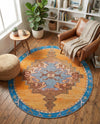 Heritage Elegance Collection Area Rug -  Winterthur (Orange) Round Orange  lifestyle 37