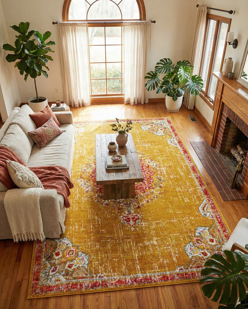 Brighton Terrace Collection Area Rug - Hove (Gold) Rectangle Gold  lifestyle 14