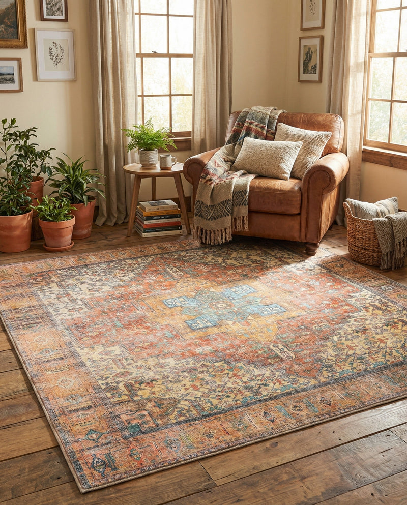 Heritage Elegance Collection Area Rug -  Windsor (Rust Red) Square Rust Red  lifestyle 78