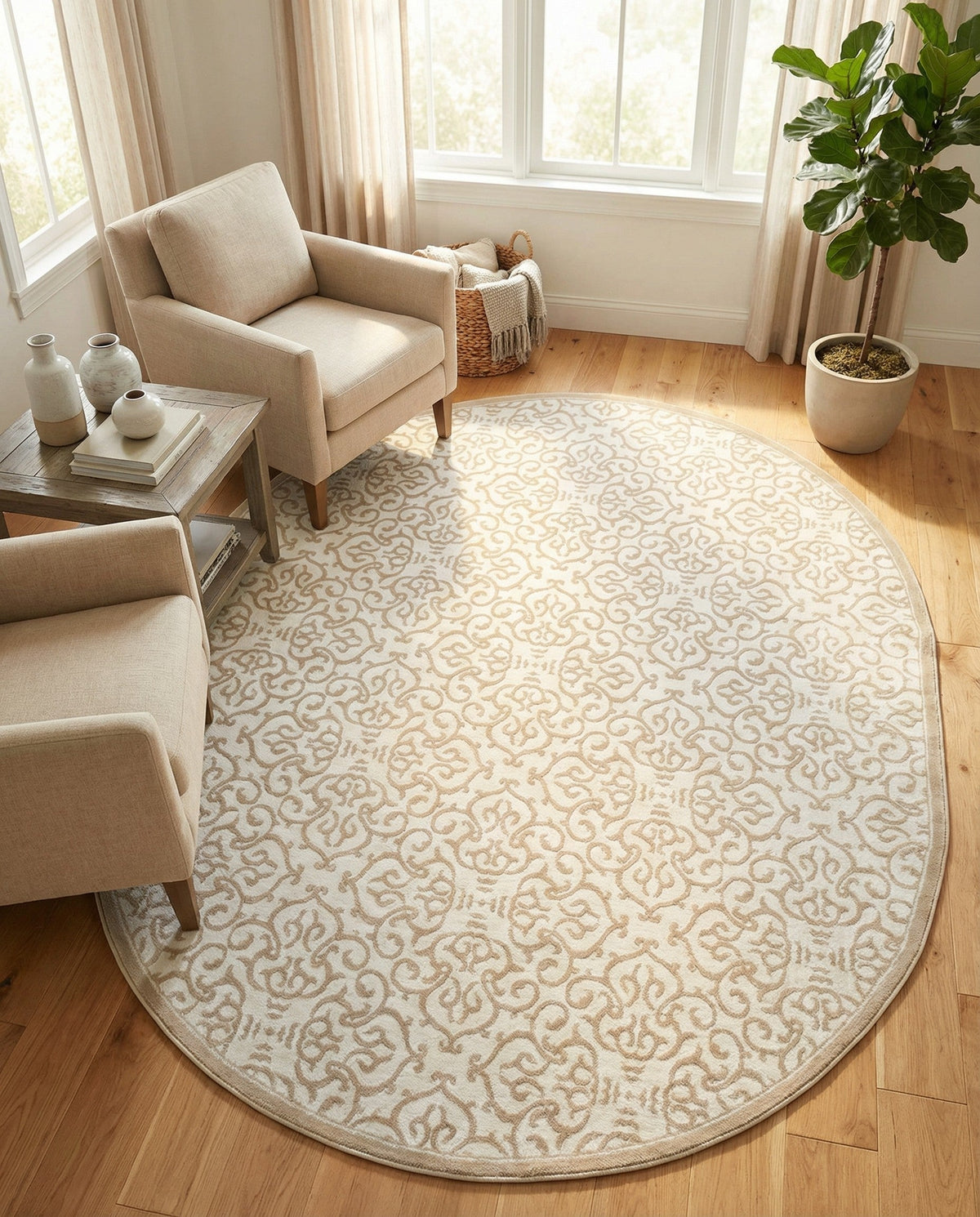 Andes Summit Collection Area Rug -  Pichincha Oval Snow White  lifestyle 92