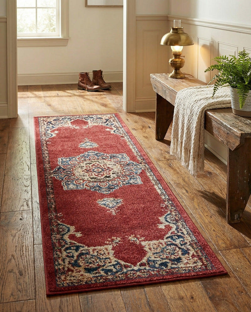 Eden Oasis Collection Area Rug -  Tranquility (Burgundy) Runner Burgundy  lifestyle 56