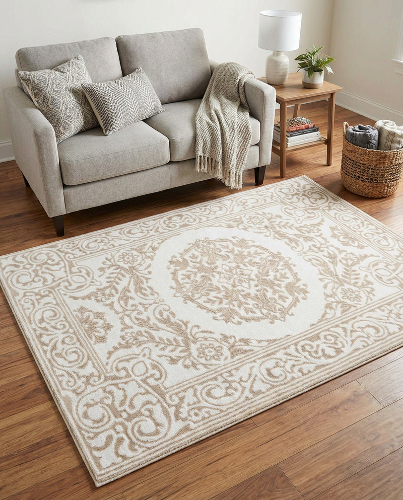 Sanctuary Retreat Collection Area Rug -  Enclave Rectangle Snow White  lifestyle 31