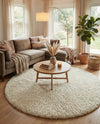 Eternal Plush Oasis Collection Area Rug -  Tranquility (Pearl) Round Pearl  lifestyle 55