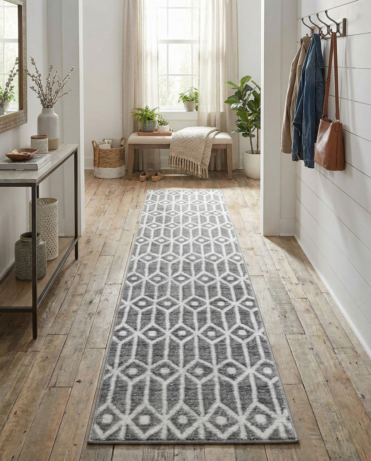 Garden Maze Retreat Collection Area Rug -  Mazeview Runner Gray  lifestyle 133