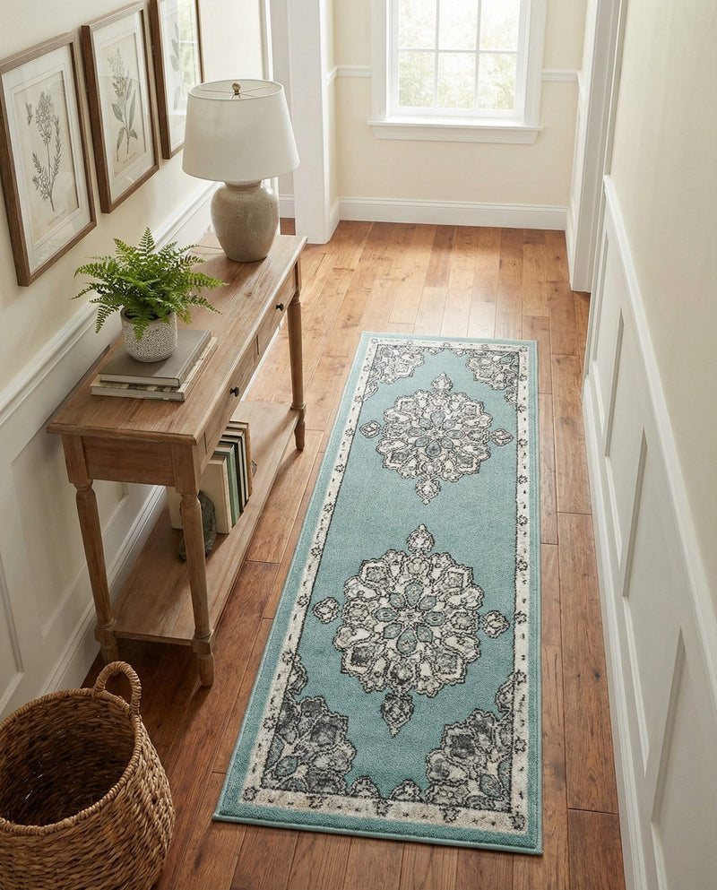 Beverly Grove Collection Area Rug - Melrose (Aqua) Runner Aqua  lifestyle 69