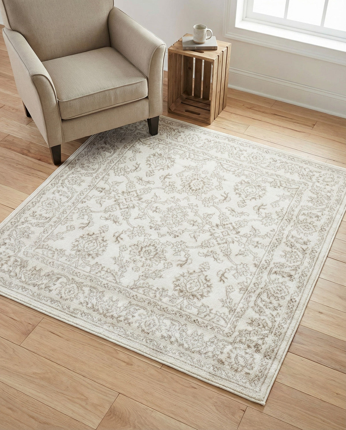 Savannah Elegance Collection Area Rug - Augusta (Ivory) Square Ivory  lifestyle 117