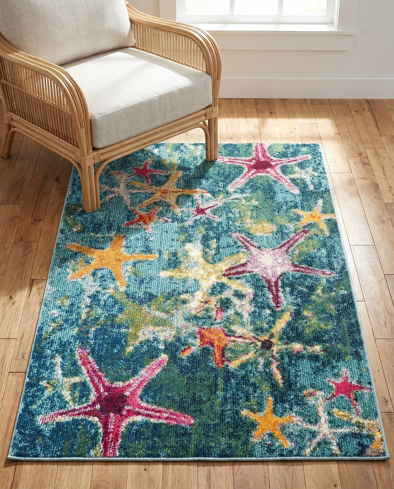 Sorrento Shores Collection Area Rug - Positano Rectangle Navy Blue  lifestyle 27