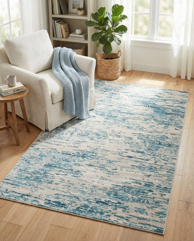 Serenity Sands Collection Area Rug - Dunescape Rectangle Blue  lifestyle 17