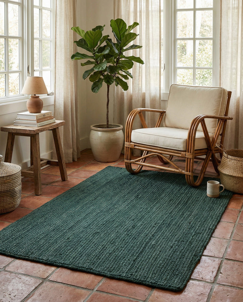 Woven Seaside Jute Collection Area Rug - Martha's Rectangle Green  lifestyle 21