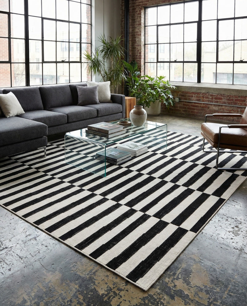 Soho Elegance Collection Area Rug -  Hudson (Black) Rectangle Black  lifestyle 30