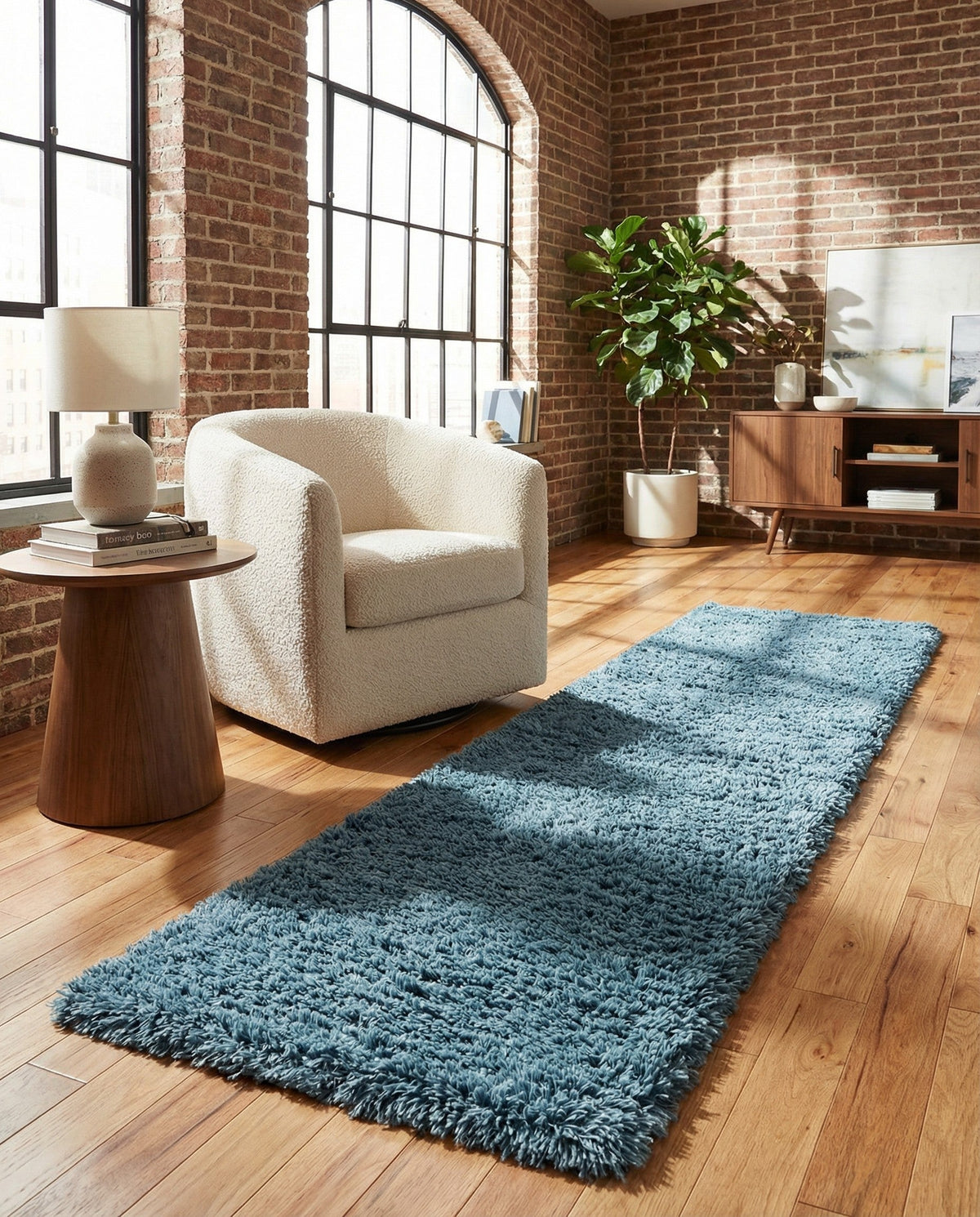 Eternal Plush Oasis Collection Area Rug -  Tranquility (Aegean Blue) Runner Aegean Blue  lifestyle 81
