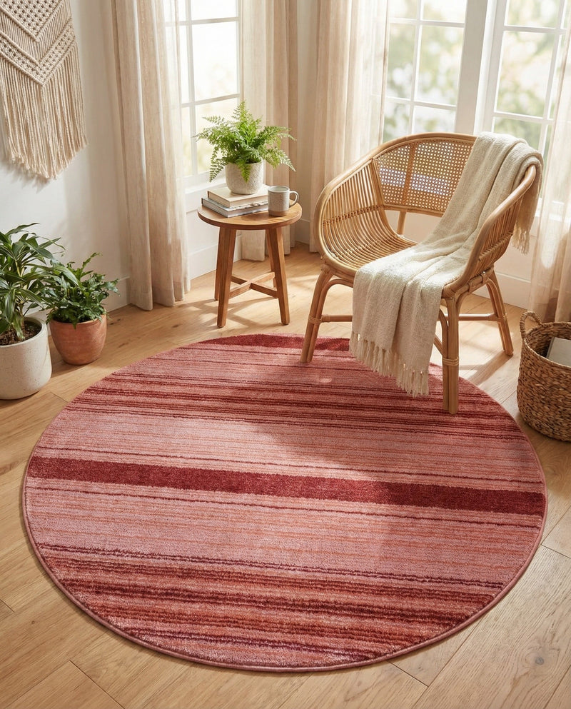 Jewel Oasis Collection Area Rug - Sapphire (Rusty Pink Rose) Round Rusty Pink Rose  lifestyle 57