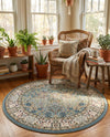 Persian Elegance Collection Area Rug -  Kerman (Blue) Round Blue  lifestyle 78